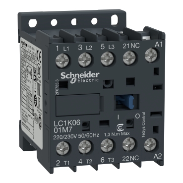 [LC1K09008B7] Schneider TeSys K contactor - 4P (2 NO + 2 NC) - AC-1 <= 440 V 20 A - 24 V AC coil