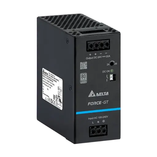 [DRF-24V480W1GBA] Delta  DIN Rail Force-GT Series [DRF-24V480W1GBA] 480 Watt, 20A Power supply