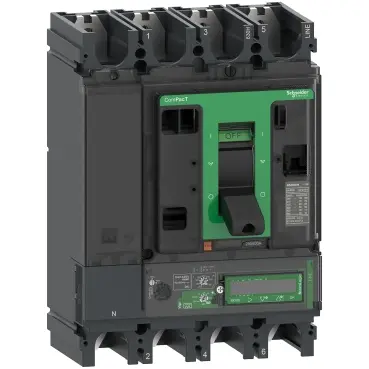 [C40N47E400] Schneider Circuit breaker ComPacT NSX400N, 50kA at 415VAC, MicroLogic 7.3 E Vigi trip unit 400A, 4 poles 4d