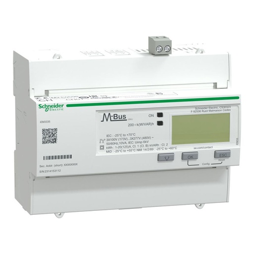 [A9MEM3335] Schneider Meter iEM3000 Series_ iEM3335 energy meter - 125 A - M-bus - 1 digital I - 1 digital O - multi-tariff - MID_ [A9MEM3335]