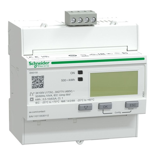 [A9MEM3150] Schneider Meter iEM3000 Series_ iEM3150 energy meter - 63 A - Modbus_ [A9MEM3150]