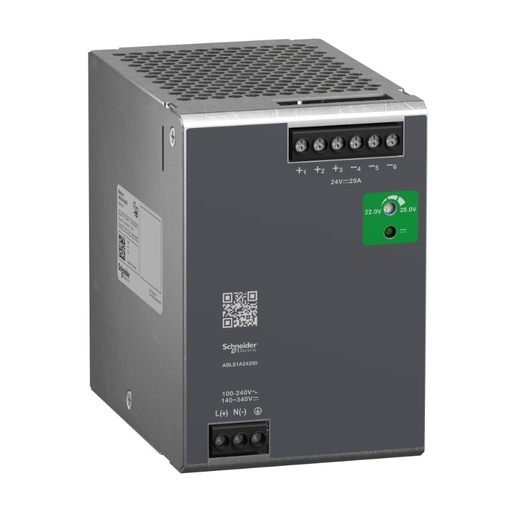 [ABLS1A24200] Schneider Power Supply Phaseo ABL7, ABL8_ Regulated Power Supply, 100-240V AC, 24V 20 A, single phase, Optimized_ [ABLS1A24200]