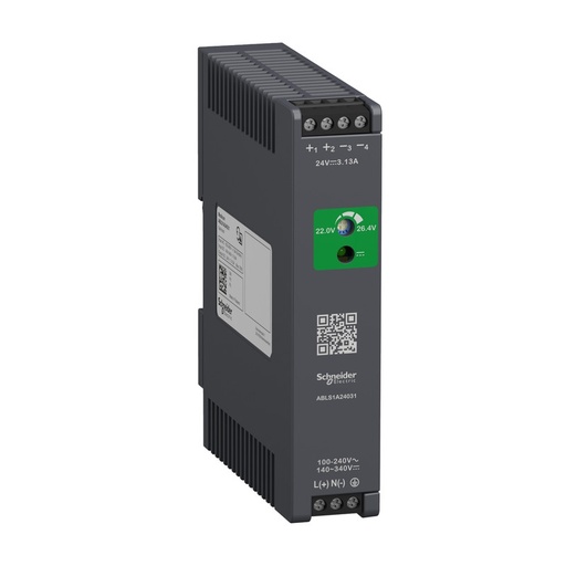 [ABLS1A24031] Schneider Power Supply Phaseo ABL7, ABL8_ Regulated Power Supply, 100-240V AC, 24V 3.1 A, single phase, Optimized_ [ABLS1A24031]