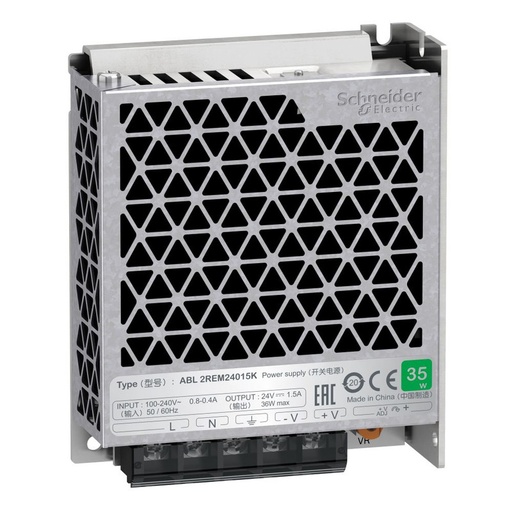[ABL2REM24015K] Schneider Power Supply Phaseo Easy ABL2_ single phase power supply, 100...240V input, 24V DC output, 36W, 1,5A_ [ABL2REM24015K]
