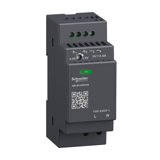 [ABLM1A05036] Schneider Power Supply Phaseo ABL7, ABL8_ Regulated Power Supply, 100-240V AC, 5V 3.6 A, single phase, Modular_ [ABLM1A05036]