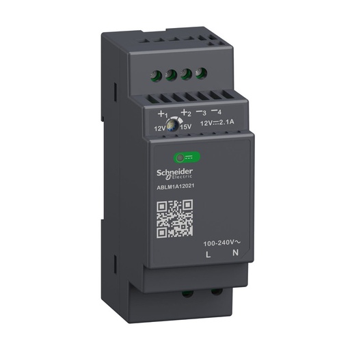 [ABLM1A12021] Schneider Power Supply Phaseo ABL7, ABL8_ Regulated Power Supply, 100-240V AC, 12V 2.1 A, single phase, Modular_ [ABLM1A12021]