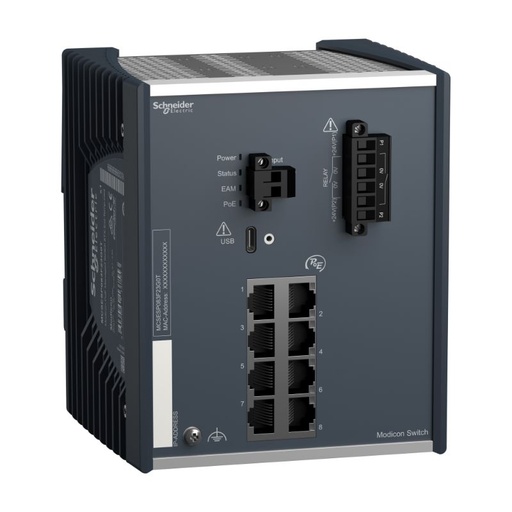 [MCSESP083F23G0T] Schneider Ethernet Switch ConneXium_ Modicon PoE (Power over Ethernet) Managed Switch - 8 Gigabit ports for copper - extended temperature_ [MCSESP083F23G0T]