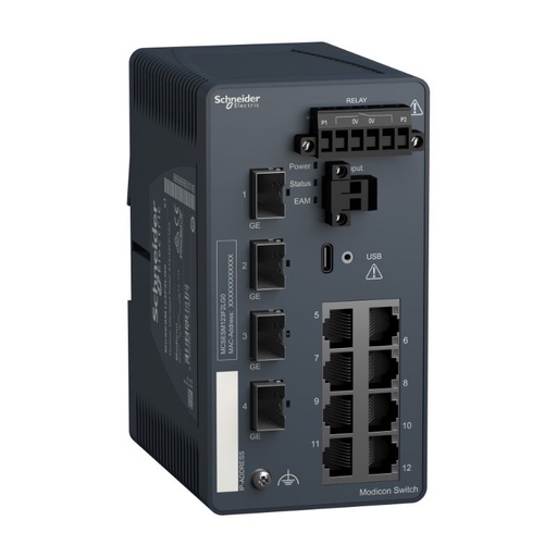 [MCSESM123F2LG0] Schneider Ethernet Switch ConneXium_ Modicon Managed Switch - 8 ports for copper + 4 Gigabit SFP_ [MCSESM123F2LG0]