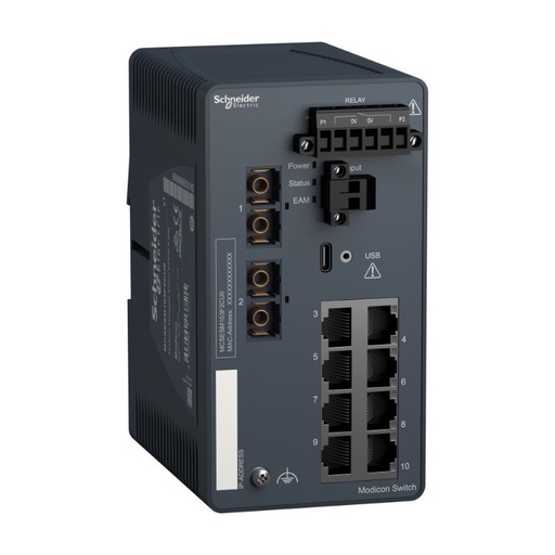 [MCSESM103F2CU0] Schneider Ethernet Switch ConneXium_ Modicon Managed Switch - 8 ports for copper + 2 ports for fiber optic multimode_ [MCSESM103F2CU0]