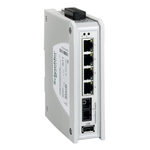 [TCSESPU053F1CS0] Schneider Ethernet Switch ConneXium_ ConneXium Premium Unmanaged Switch - 4 ports for copper + 1 ports for fiber optic single-mode_ [TCSESPU053F1CS0]