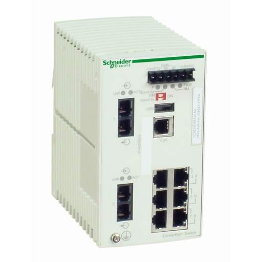 [TCSESM083F2CS0] Schneider Ethernet Switch ConneXium_ ConneXium Managed Switch - 6 ports for copper + 2 ports for fiber optic single-mode_ [TCSESM083F2CS0]