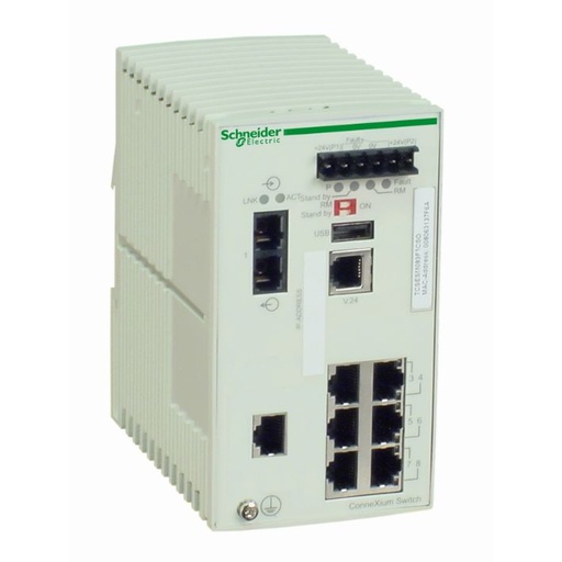 [TCSESM083F1CU0] Schneider Ethernet Switch ConneXium_ ConneXium Managed Switch - 7 ports for copper + 1 port for fiber optic multimode_ [TCSESM083F1CU0]