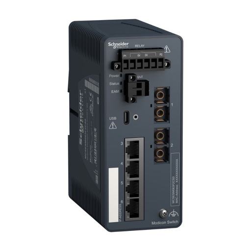 [MCSESM063F2CS0] Schneider Ethernet Switch ConneXium_ Modicon Managed Switch - 4 ports for copper + 2 ports for fiber optic single-mode_ [MCSESM063F2CS0]