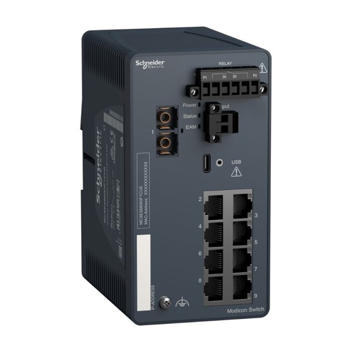 [MCSESM093F1CU0] Schneider Ethernet Switch ConneXium_ Modicon Managed Switch - 8 ports for copper + 1 port for fiber optic multimode_ [MCSESM093F1CU0]