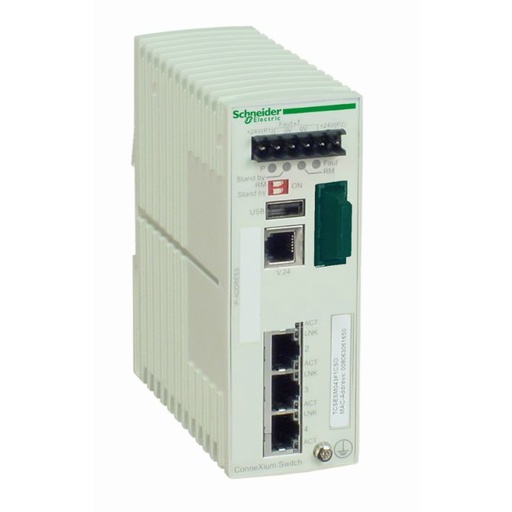 [TCSESM043F1CS0] Schneider Ethernet Switch ConneXium_ ConneXium Managed Switch - 3 ports for copper + 1 port for fiber optic single-mode_ [TCSESM043F1CS0]