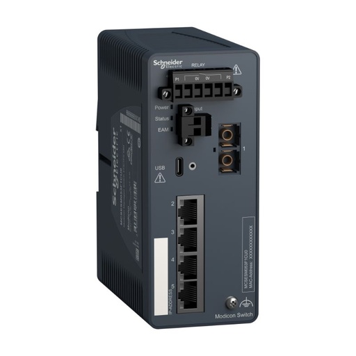[MCSESM053F1CU0] Schneider Ethernet Switch ConneXium_ Modicon Managed Switch - 4 ports for copper + 1 port for fiber optic multimode_ [MCSESM053F1CU0]
