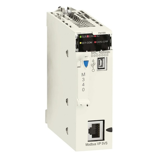 [BMXP341000] Schneider PLC Modicon M340_ Processor module, Modicon M340 automation platform, max 512 discrete + 128 analog I/O, Modbus_ [BMXP341000]