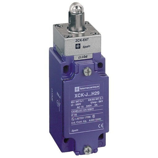[XCKJ167H7] Schneider Sensors OsiSense XC Standard_ Limit switch, Limit switches XC Standard, XCKJ, steel roller plunger reinforced, 1NC+1 NO, snap, 1/2NPT_ [XCKJ167H7]