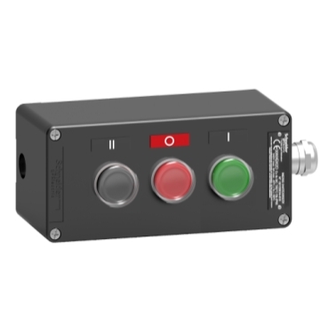 [XAWF310EX] Schneider Signaling Harmony XAW - ATEX D_ Control station, metal, three functions, 3 flush push buttons, green, red, black, 2 NO + 1 NC, ATEX_ [XAWF310EX]