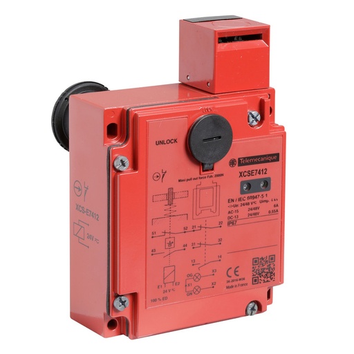[XCSE7412] Schneider Signaling Preventa XCS_ metal safety switch - 2NC + 1NO - slow break - 2 entries tapped M20- 24V_ [XCSE7412]