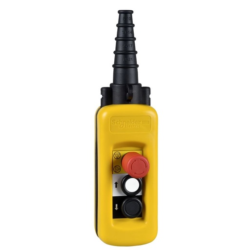 [XACA2813] Schneider Signaling Harmony XAP, XB2 SL_ Harmony XAC, Pendant control station, plastic, yellow, 2 push buttons with NO + NC, 1 emergency stop NC_ [XACA2813]