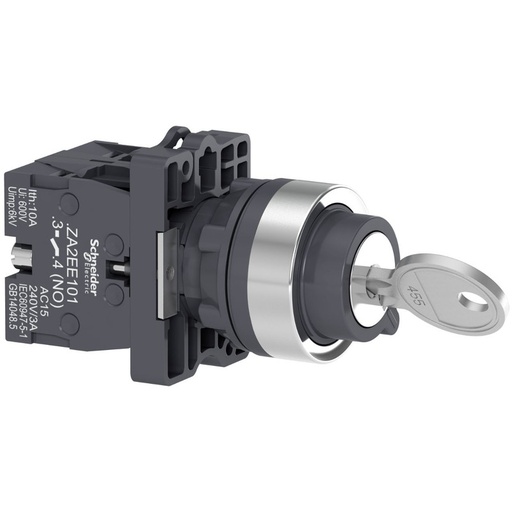 [XA2EG03] Schneider Signaling Harmony XAP, XB2 SL_ Easy Harmony XA2E, Key selector switch, plastic, black, Ø22, key n°455, 3 positions, stay put, 2 NO_ [XA2EG03]