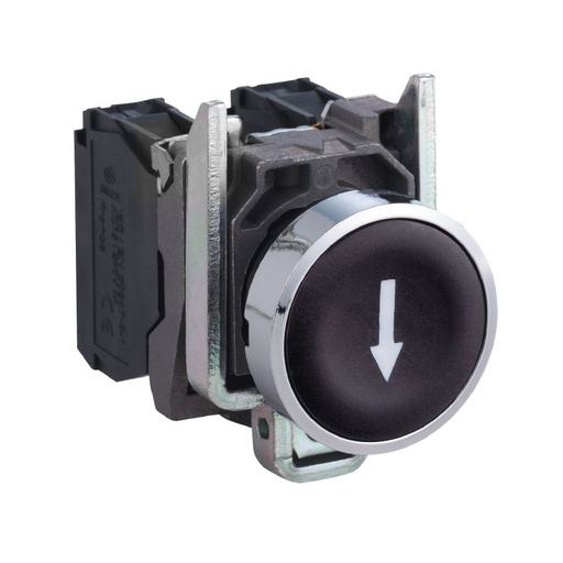 [XB4BA3351] Schneider Signaling Harmony XB4_ Push button, metal, flush, black, Ø22, spring return, marked DOWN ARROW, 1 NO_ [XB4BA3351]