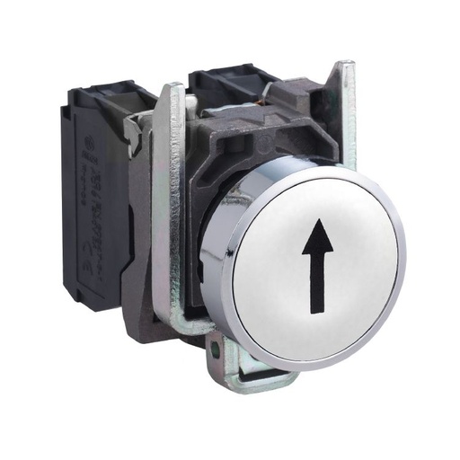 [XB4BA3341] Schneider Signaling Harmony XB4_ Push button, metal, flush, white, Ø22, spring return, marked UP ARROW, 1 NO_ [XB4BA3341]
