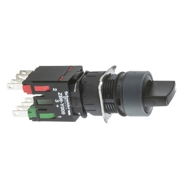 [XB6AD235B] Schneider Signaling Harmony XB6_ black complete selector switch Ø16 3-position stay put 1NO+1NC_ [XB6AD235B]