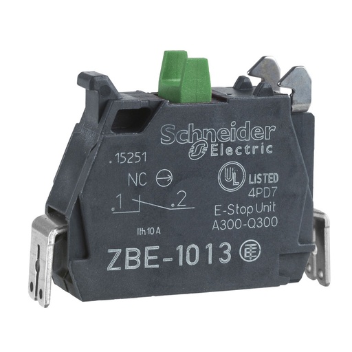 [ZBE1013] Schneider Signaling Harmony XB4_ single contact block for head Ø22 1NO silver alloy Faston connector_ [ZBE1013]