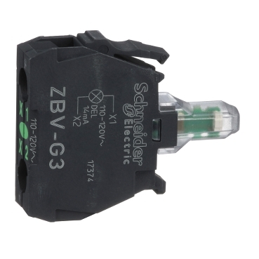 [ZBVG3] Schneider Signaling Harmony XB4_ green light block for head Ø22 integral LED 110...120V screw clamp terminals_ [ZBVG3]