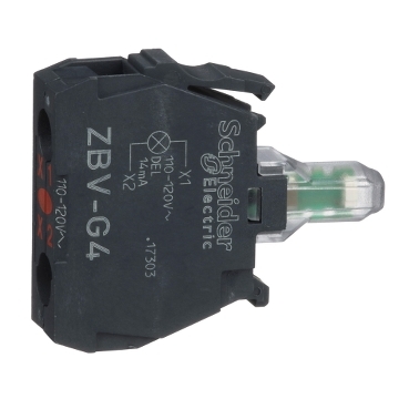 [ZBVG4] Schneider Signaling Harmony XB4_ red light block for head Ø22 integral LED 110...120V screw clamp terminals_ [ZBVG4]