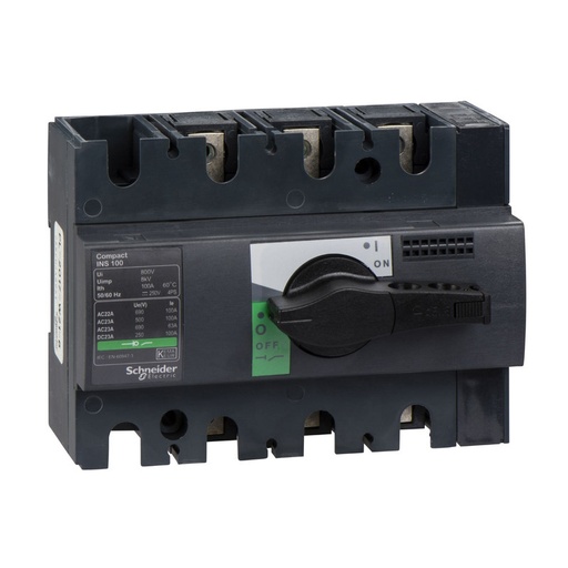 [28908] Schneider Breaker Interpact INS/INV_ switch disconnector, Compact INS100 , 100 A, standard version with black rotary handle, 3 poles_ [28908]