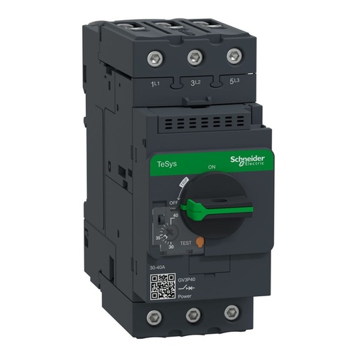 [GV3P40] Schneider Breaker TeSys Deca contactors_ Motor circuit breaker, TeSys GV3, 3P, 30-40 A, thermal magnetic, EverLink terminals_ [GV3P40]