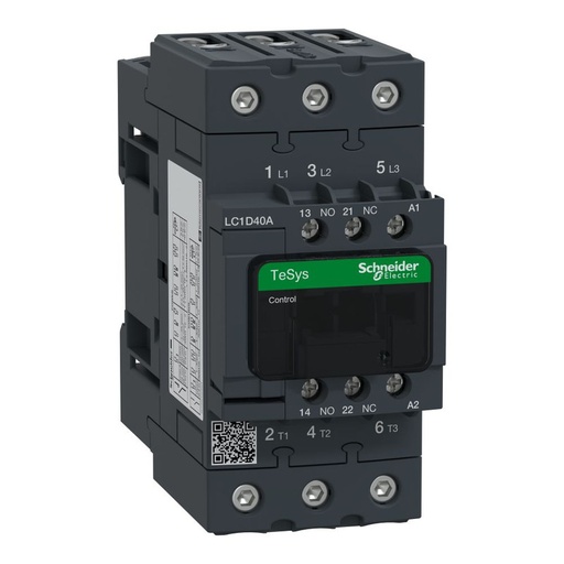 [LC1D40AP7] Schneider Breaker TeSys Deca contactors_ TeSys D contactor - 3P(3 NO) - AC-3 - <= 440 V 40 A - 230 V AC 50/60 Hz coil_ [LC1D40AP7]