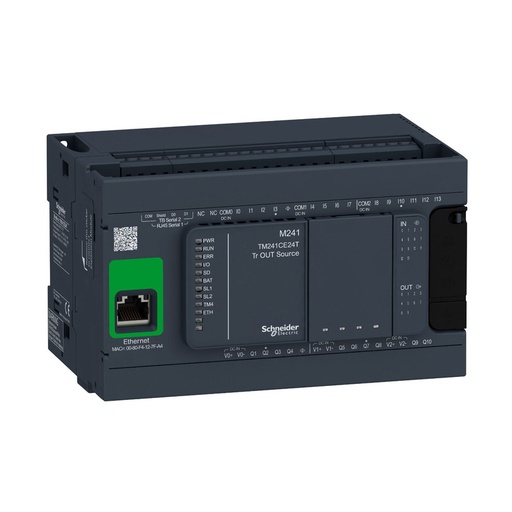 [TM241CEC24T] Schneider PLC Logic controller, Modicon M241, 24 IO transistor PNP Ethernet CAN master